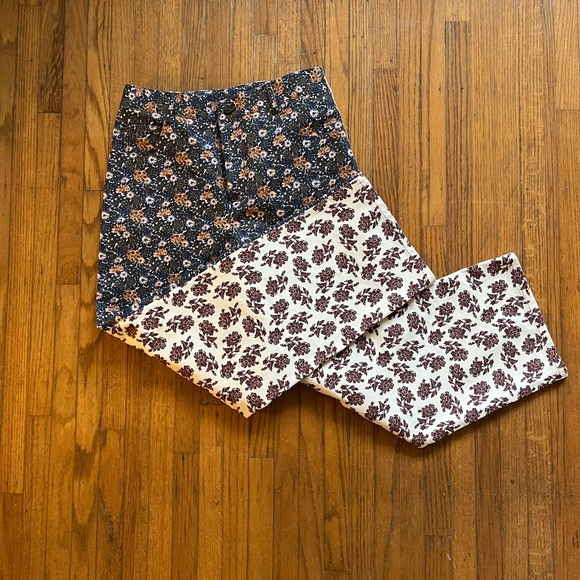 No. 6 Agatha Pants - floral navy/orange front, cream/burgundy back - Picture 3 of 9